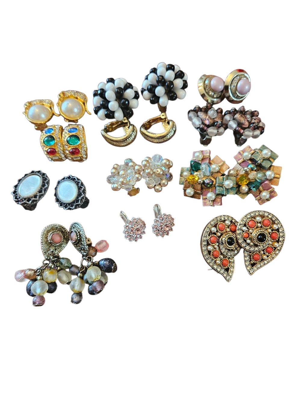 Vintage 80s Women’s Multi-Color Clip On Earrings Cat Earring